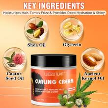 Curling Cream, Infused With Black Castor Oil, Long-Lasting Frizz Control, Moisturizing And Soft Hold, Provides Deep Hydration, Enhances Curl Definition And Shine, Styling Conditioner Cream, Suitable For Wavy And Curly Hair - Cream - View 5