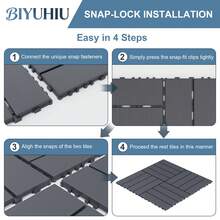 Interlocking Courtyard Deck Tiles Set | 12-Inch Weather-Resistant Plastic Outdoor Flooring | Suitable For Garden, Balcony, Poolside - Wood Grain - View 5