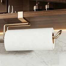 1pc Luxury Gold/Black/Silver Clip-On Paper Towel Holder, No-Drill Installation Kitchen Cabinet Hanging Paper Roll Rack, Modern Metal Under-Cabinet Paper Towel Storage Rack, Suitable For Kitchen Countertop - View 1