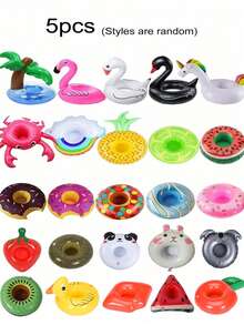 5pcs/10pcs Cartoon Style Inflatable Coasters, Made Of PVC Material, Suitable For Outdoor Use, Can Be Placed In Swimming Pools To Hold Cups And Bottles - Inflatable Cup Holder - View 14