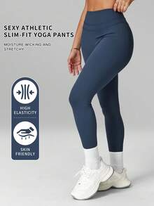 MFVIM Women's Yoga High Elastic Comfortable Skin-Friendly Casual Sports Tight Leggings - Blue - View 2