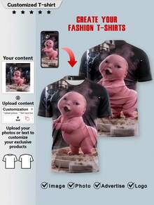 Custom Men's Printed T-Shirt, Stupid Meme Tshirt, Upload Your Image, Weirdcore Aesthetic Top, As Birthday Gift, Funny Gift, - White - View 4