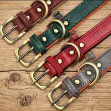 PU Leather Dog Collar, Personalized With Engraved Nameplate, Comfortable Lining And Vintage Metal Buckle, Comfortable And Fashionable, Soft And Durable Leather Collar, Suitable For Walking, Training, Hunting And Running - Multicolor - View 10
