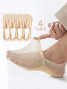 4 Pairs Mesh Invisible No Show Socks, Breathable Anti Slip Low Cut Liner Socks Thin Summer Casual Foot Socks For Men - Multicolor - View 10