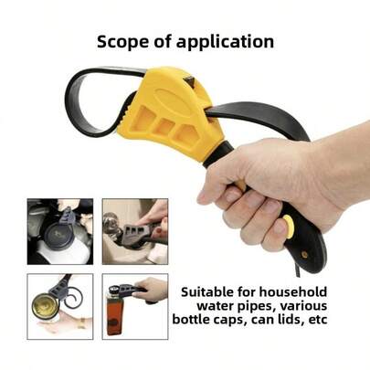 Non-Damaging Surface Multi-Function Strap Wrench 6/8 Inch Adjustable Bottle Opener Bathroom Installation Kitchen Faucet Car Repair Rubber Filter Element Men's Work Multi-Function Tool Home Maintenance