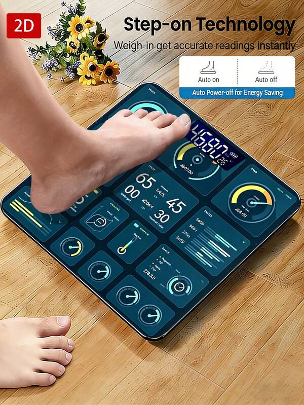 1 buah Timbangan Kamar Mandi Kaca Datar 2D Pintar, Kaca Tempered, Deteksi Suhu Akurat, Pengalihan Satuan Berat, Tampilan Suhu Ruangan, Desain Cetak UV, Estetika Unik, Mode yang Cerah, Cocok Untuk Kamar Mandi Rumah, Kamar Tidur, Ruang Tamu, dan Gym