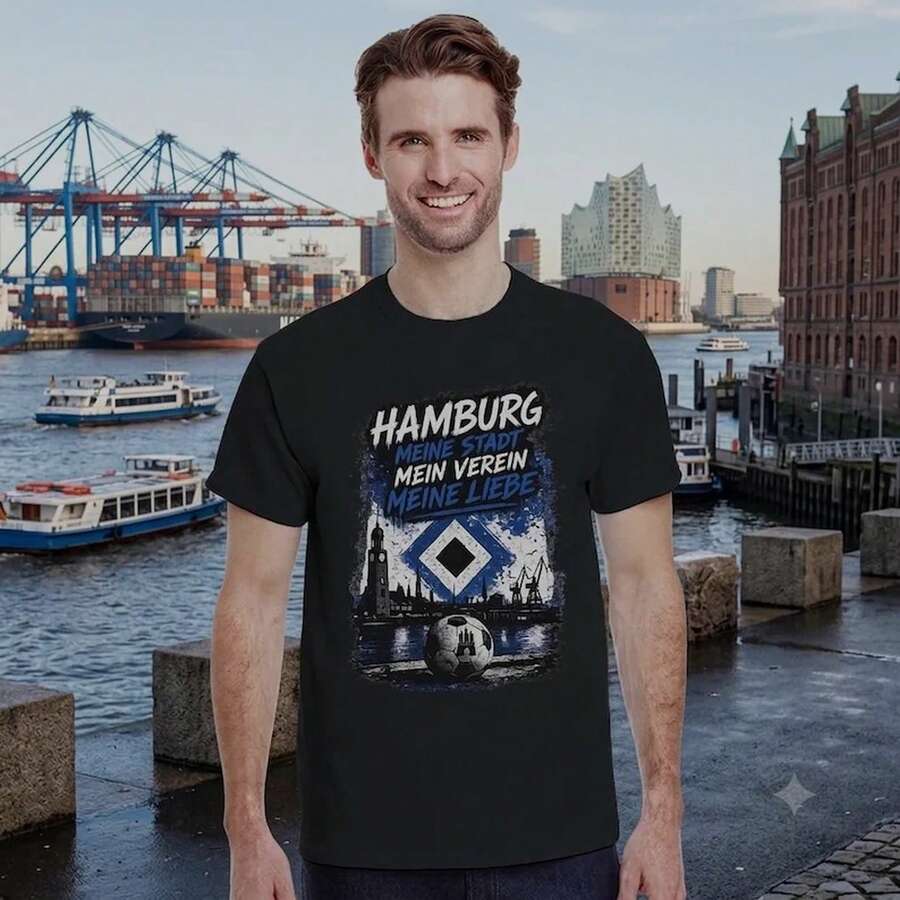 Camiseta del Hambúrguer SV - Camiseta para Fanáticos del Fútbol - Regalo para Fanáticos del HSV - Regalo de Fútbol para Hombres - Regalo de Cumpleaños - Negro - Ver 1