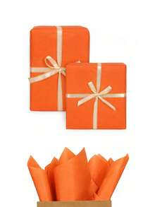 5/15/25/35 Sheets Warm Orange Patterned Tissue Paper, Suitable For DIY Crafts, Party Favors, Bouquet Wrapping, Clothing Packaging And Birthday Gift Decoration - Warm Orange - View 4