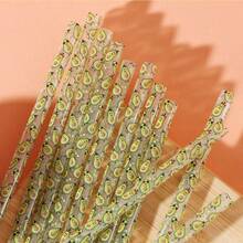 24pcs Reusable Fruit & Heart Print Straws, Assorted Patterns For Birthday Party Supplies, Birthday, Wedding, Bridal/Table Decor And Holiday Celebrations - Multi-color-24pcs - View 5