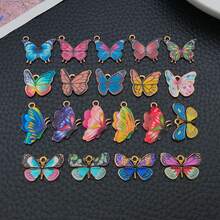 20pcs Alloy Enamel Colored Insect Butterfly Pendant Jewelry Making DIY Earring Pendant Various Design Charms For Jewelry Making Bracelets Necklace - Multicolor - View 9