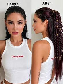 Trenzas de Burbuja Retorcidas de Colores Mixtos Hechas a Mano - Extensiones de Cabello Estilo Vacaciones para Mujeres, Versátiles para Todos los Tipos de Cabello 24 Pulgadas - Multicolor - Ver 4