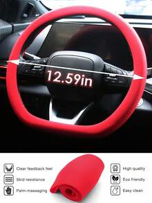 FCV 1PC Car Steering Wheel Cover, Non-Slip Silicone Material, Multiple Color Choices, Universal Auto Parts 13-15 Inches Steering Wheel Cover, Compatible With Most Cars Models Fit For Round D Shape - Multicolor - View 9