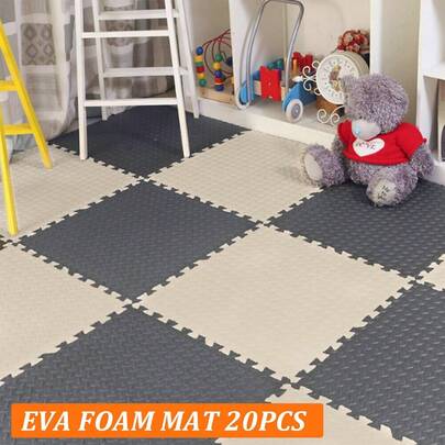 20-Piece EVA Foam Mat - Interlocking Soft Mats Suitable For Gardens And Gyms, 30x30cm, 1cm Thick, Non-Slip.