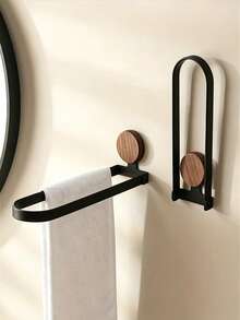 1 pieza Toallero de madera de nogal para baño, barra de toallas plegable sin taladro montada en la pared, accesorios de baño, accesorios de cocina - Multicolor - Ver 2