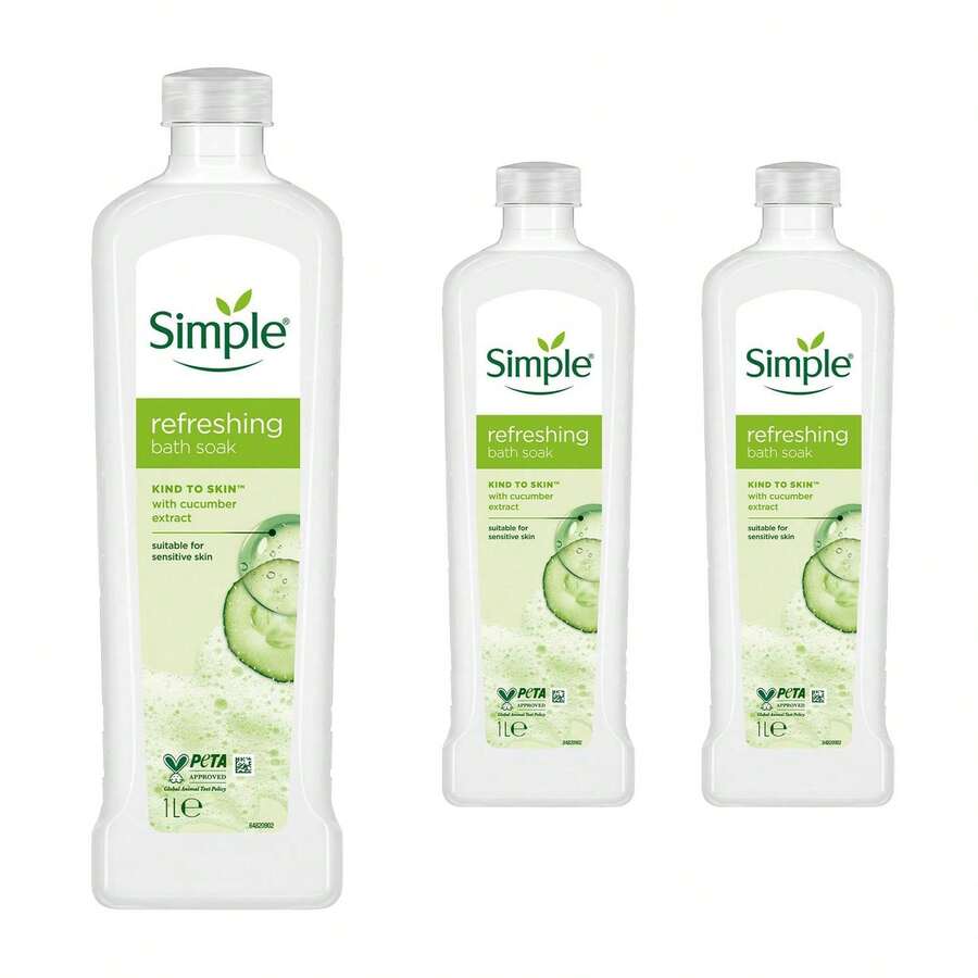 Simple Kind To Skin Refreshing Bath Soak Cucumber Extract Sensitive Skin Care Set Of 3 X 1L Bottles - Lavender - View 1