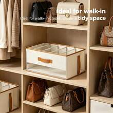 Vertical Handbag Storage Organizer Bag, Foldable Fabric Storage Box With Dividers And Handles, Multi-Functional Storage For Bags, Pants, Clothes, Suitable For Bedroom And Living Room - Multicolor - View 5