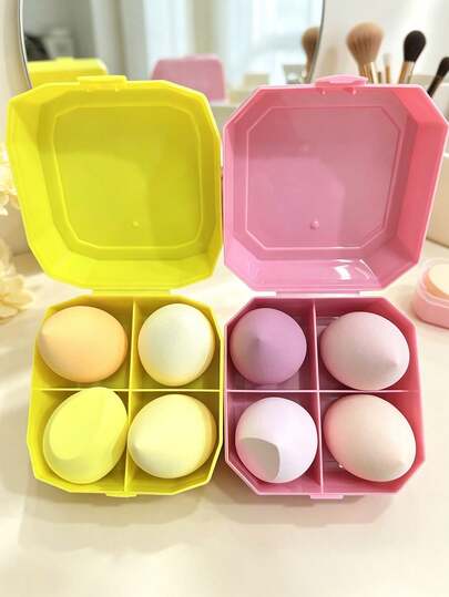 1/2 Set 4/8pcs Makeup Sponge Set, Mushroom Head Foundation Puff, 4pcs Puff Set, Makeup Sponge, Cushion Puff, Makeup Sponge, Gourd Water Drop, Slanted Puff, Makeup Sponge, Dual-Use Dry And Wet Makeup Tool, Soft, Suitable For Back To School Makeup And Makeup Lovers