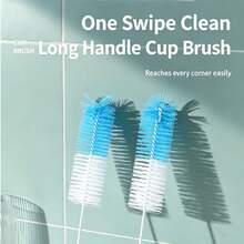 1pc Long Handle Bottle Brush, 360° Dense Soft Bristle Cup Brush, Suitable For Water Bottles, Tea Cups, Easy Hanging Design - Multicolor - View 2