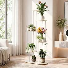 Modern Plant Stand 4/5/6 Tier Wooden Shelving & Metal Flower Rack For Indoor Garden & Outdoor Use - White - View 9