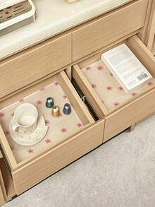1 Roll Romantic Cherry Blossom Pattern Cabinet Liner, Non-Stick Anti-Slip Drawer Mat, Washable EVA Refrigerator Liner, Bookshelf Wardrobe Shoe Rack Dust-Proof Mat, Easy To Cut, Perfect For School Season And Home Essentials - Transparent Cherry Blossom - View 4