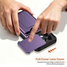 Kompatibel dengan Casing Ponsel Oppo A6 Pro/F31 5G, Casing Ponsel dengan Slot Kartu dan Penyangga, Dilengkapi Lensa Kamera Geser dan Penyangga. - Purple - View 5