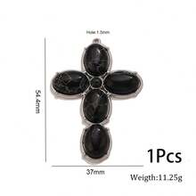 1 Pc 304 Stainless Steel 18K Gold Plated Natural Stone Cross Charm Multi Color Boho Cross Pendant DIY Necklace Jewelry Making Supplies - Cross - View 8