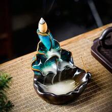 1pc Blue Backflow Incense Burner, Large/Medium/Small Size, Home Decor Ornament, Gift For Friends - Star - View 4