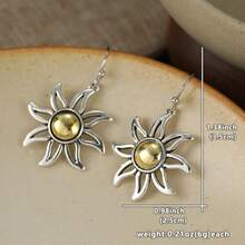 DIYCCPC Bohemian Vintage Sunflower Hollow Dual-Tone Decorative Earrings, Perfect For Daily Commute And Holiday Party Gift Jewelry - Two-color - View 2