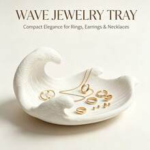 White Wave Shaped Jewelry Tray, Plastic Storage Dish For Rings Earrings Necklaces, Coastal Style Home Decor Organizer - White - View 11