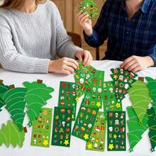 24 Sets Christmas Tree DIY Craft Greeting Card Kit - Use Stickers To Make Your Own Holiday Greeting Cards, Perfect For Christmas Parties And Home School Activities, Back To School Gifts - Multicolor - View 6
