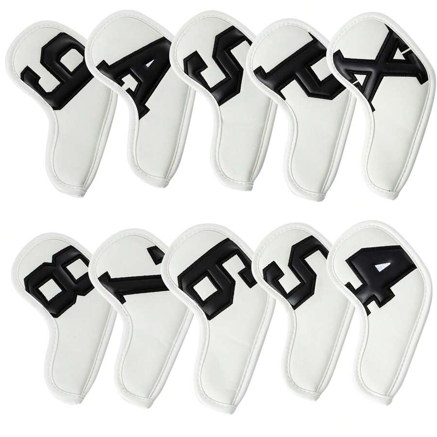 10pcs Number Style Golf Club Head Covers, Golf Putter Protective Covers, Made Of Dust-Proof And Durable Material, Providing Optimal Protection For Golf Clubs - Multicolor - View 1