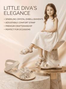 Water Drop Fireworks Girl Sandals, Summer Style, Hook And Loop Design, Pairs Well With Princess Dress To Enhance Atmosphere - White - View 4