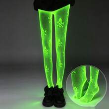 2/1pc Luminous Stockings, Shining In The Dark, Mesh Stockings, Sexy Luminous Fishing Net Stockings, Dance Stockings, Hollow High Waisted, Fluorescent Party Pantyhose, Women's Stockings Can Only Shine In Sunlight Or Strong Light. - Multicolor - View 2