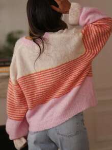 Women's Plus Size Colorblock Casual Versatile Daily Wear Cardigan - Multicolor - View 5