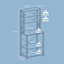 SONGMICS Scaffale da Cucina a 6 Ripiani con Supporto per Microonde e Ganci, per Bar Caffè - Rovere giallo - Visualizzare 5