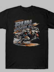 Camiseta para Hombre "Run Wild" - Ropa Deportiva a la Moda - Negro - Ver 1