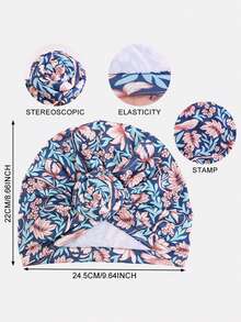 2pcs Women's Bohemian Snail Flower Headscarf Hat, Headwrap, Hair Protection Cap, Suitable For Daily Use - Multicolor - View 2