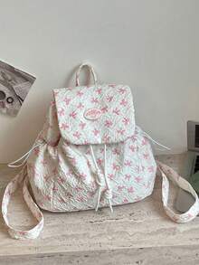 Niche Fashion Backpack For Women, New High-Aesthetic Drawstring Cinch Backpack, Lightweight Casual Commuting Bag - Pink - View 5