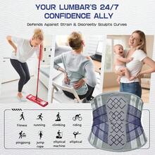 1pc Breathable Adjustable Waist Belt With 7 Support Plates, Soft Comfortable Lumbar Support Belt, Suitable For Daily Work And Sports - Light Grey - View 8
