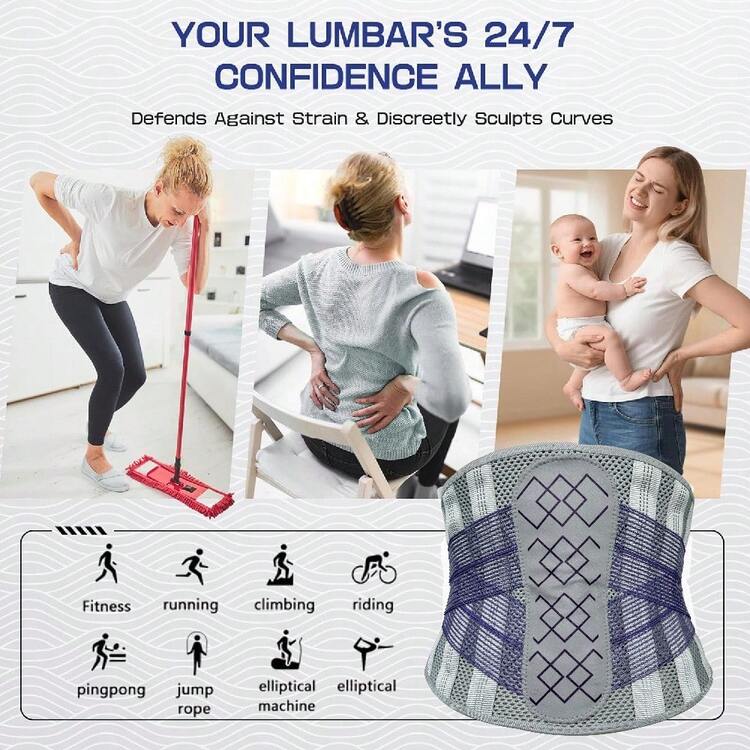 1pc Breathable Adjustable Waist Belt With 7 Support Plates, Soft Comfortable Lumbar Support Belt, Suitable For Daily Work And Sports - Light Grey - View 7