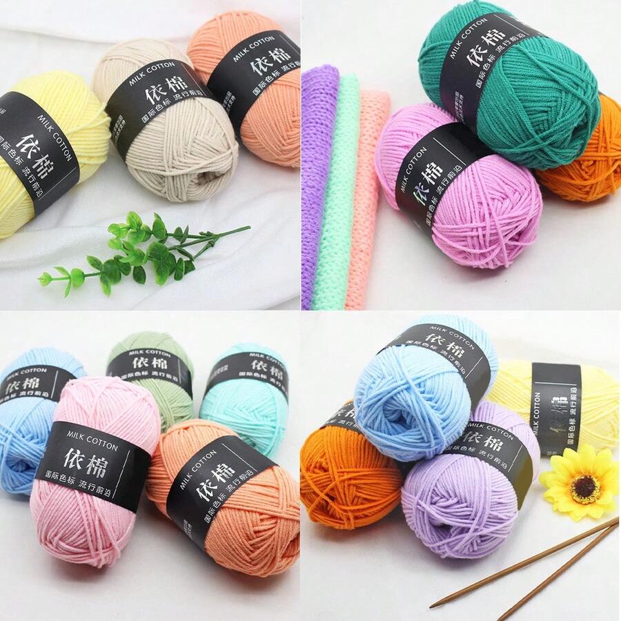 EDCUEBE7 4pcs/Approx. 200g Yarn. Mixed Color Handmade Crochet Yarn Set, Soft And Comfortable Knitting Yarn, Multi-Purpose Suitable For Crochet Wallets, Clothes, Carpets And Other Projects, Suitable For DIY Valentine's Day Gifts, Making Wallets, Handbags And Other Sewing Supplies (Random Packaging) - 4 50G - View 1