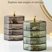 Rotating Jewelry Storage Box, Exquisite Necklace And Earring, Gold Multi-Layer Large Capacity Jewelry Box - Multicolor - View 3