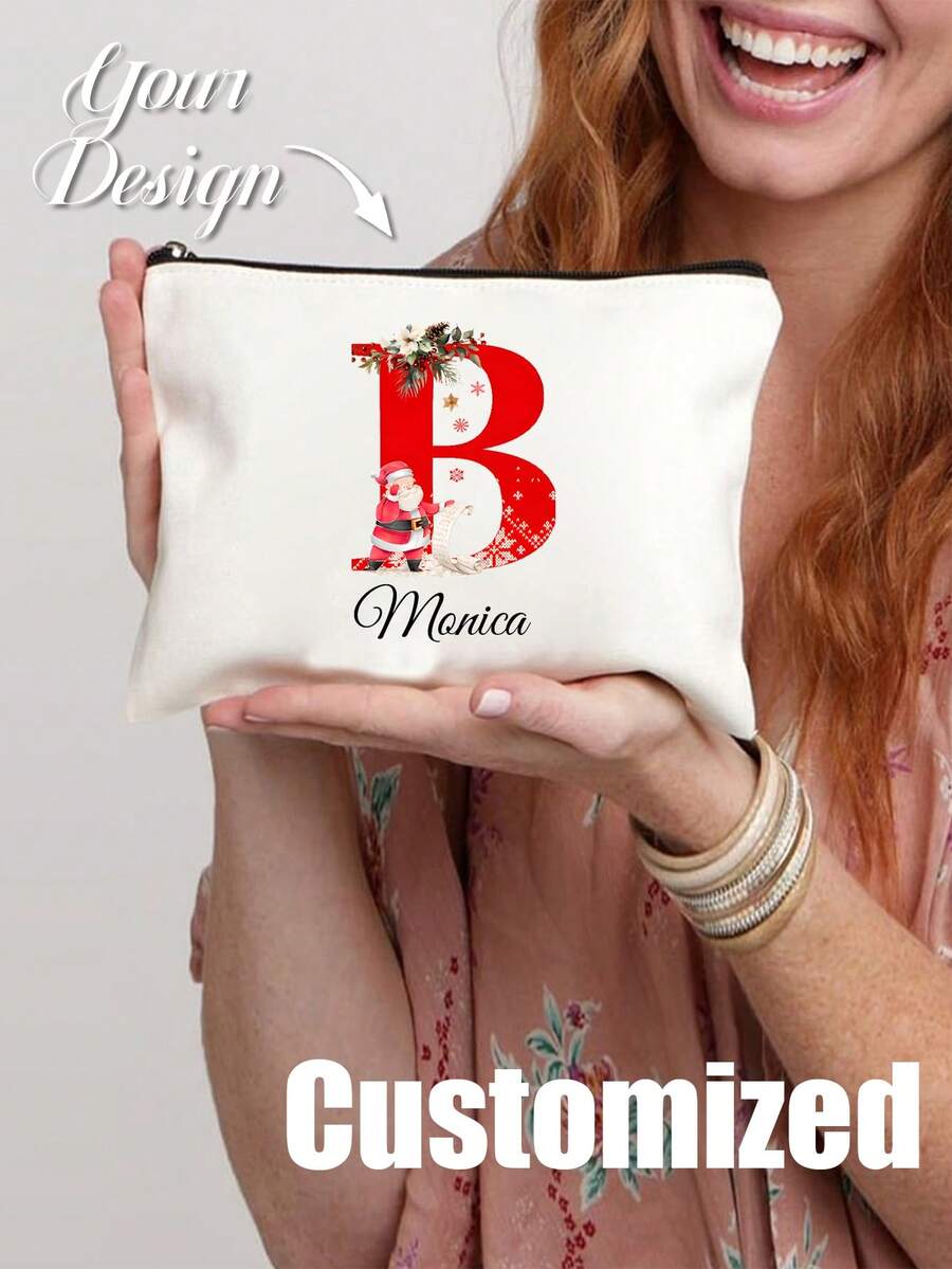 Custom Pink Butterfly & Floral Breast Cancer Awareness Makeup Bag, Lightweight Polyester Cosmetic Storage Pouch, Personalized Name Travel Toiletry Organizer - Multicolor - View 1
