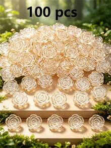 50/100/200pcs 20mm White Shell-Shaped Acrylic Beads, Cream Petal Bead Caps, Suitable For DIY Crafts, Jewelry Making And Phone Case Decoration - Multicolor - View 18