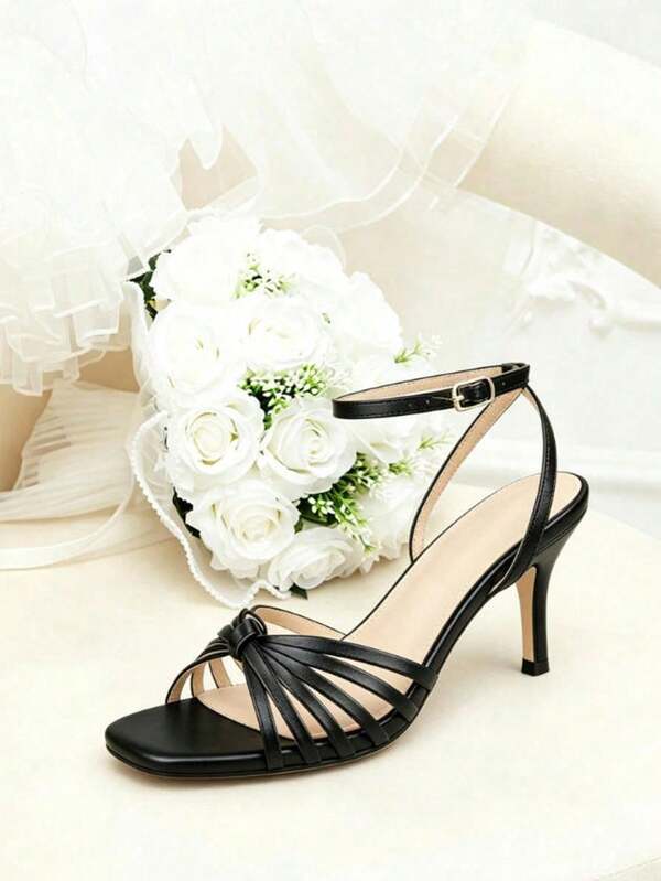 Sandal Hak Tinggi Wanita Model Peep-Toe dengan Hiasan Renda dan Mutiara, Desain Dangkal, Anti Selip, Bernapas, dan Elegan, Warna Polos Baru, Sepatu Hak Tinggi Wanita Elegan untuk Perjalanan Sehari-hari, Serbaguna, untuk Pesta Pernikahan dan Perjamuan