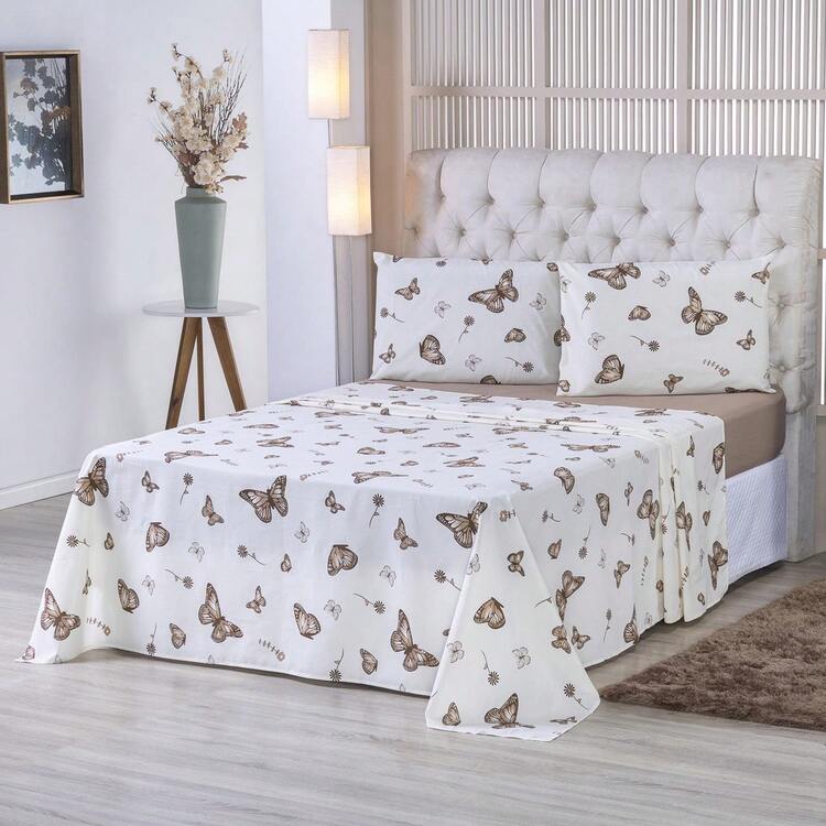 4-Piece Double Bed Sheet Set 100% Cotton Percale - CL04. - View 1