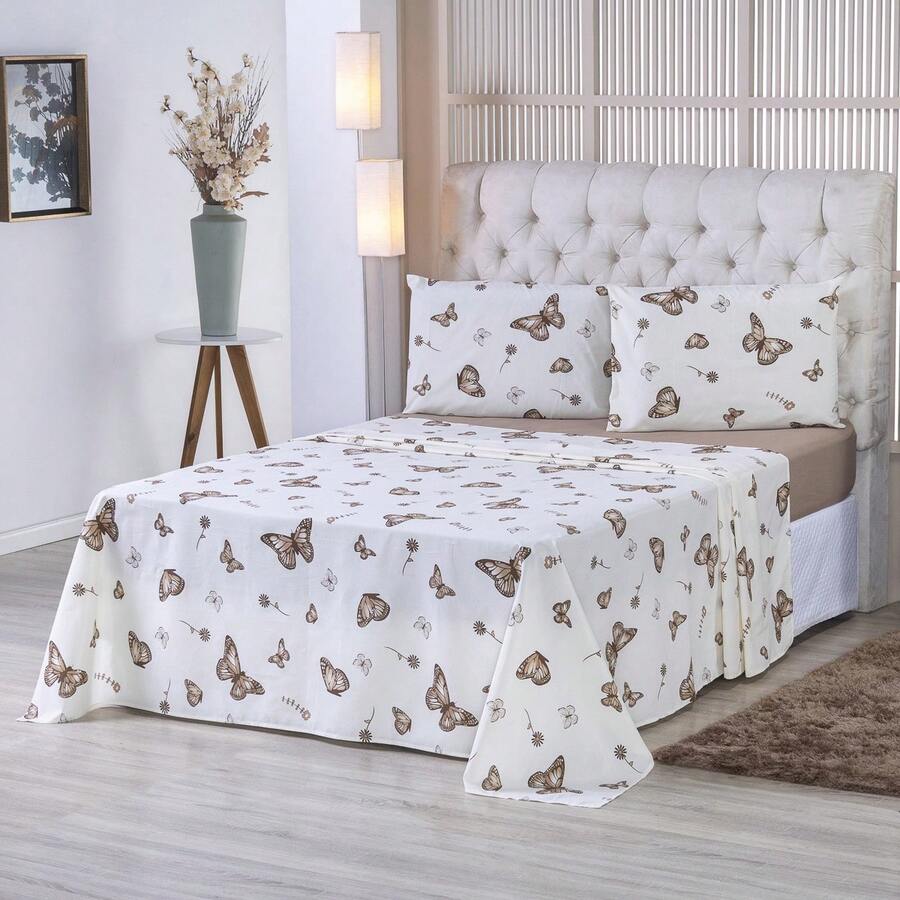 4-Piece Double Bed Sheet Set 100% Cotton Percale - CL04. - 查看 1