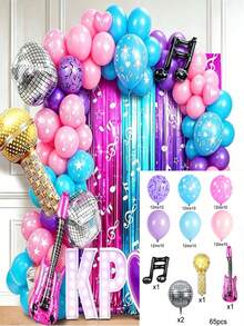 12/60/65PCS Pink, Purple, And Blue Latex Colorful Balloon Set, Suitable For Birthday Parties, Weddings, And Y2K Party Decorations - View 8