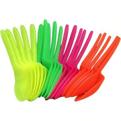20 Piece Plastic Spoons Set, Pack With 4 Different Colors, For Parties, Business, Events, Celebration, Reusable, Durable, Modern Design, Practical, 20 Units