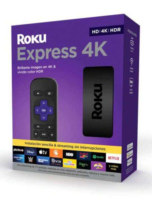 Reproductor de Streaming de Medios Roku Express 4K 4K/HD/HDR con Wi-Fi Fluido y Cable HDMI Premium - Negro